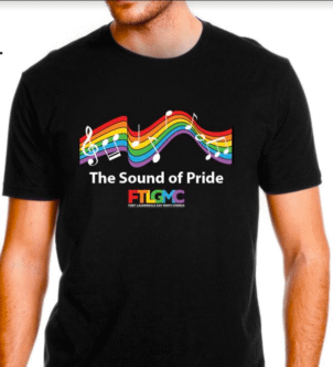 "The Sound of Pride" new logo t-shirt of the Fort Lauderdale Gay Men's Chorus. The Fort Lauderdale Gay Men's Chorus is a nonprofit LGBT charity in South Florida.